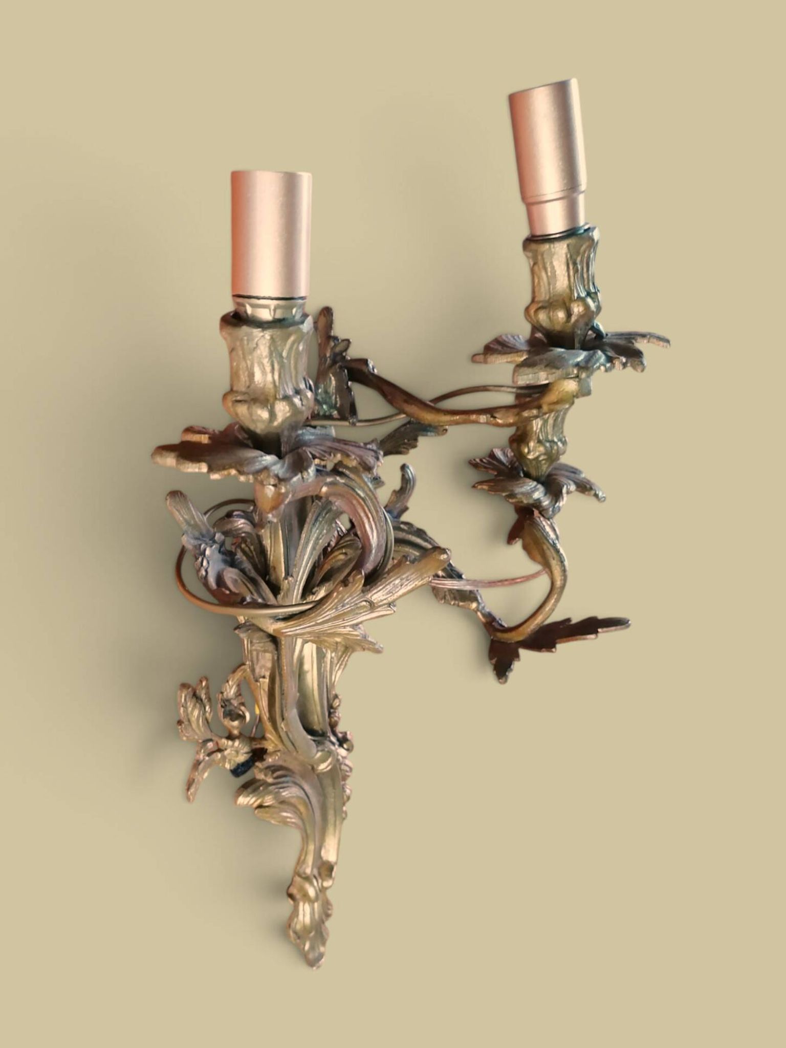Pair of large wall sconces in Louis XV / Rococo / Baroque style.