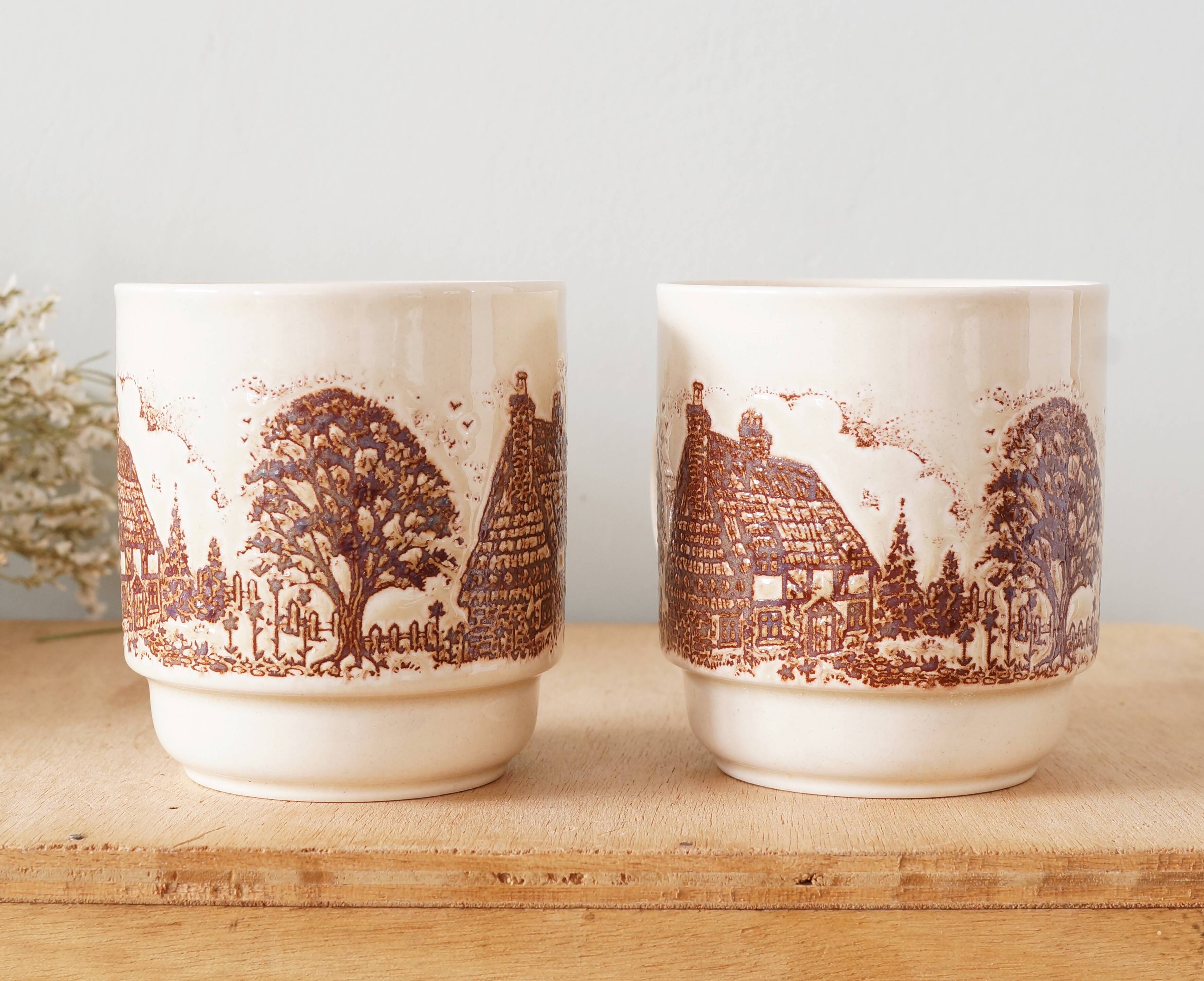 Pair of stoneware cups Made in England
