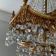 Lustre cascade en bronze et pampilles de cristal