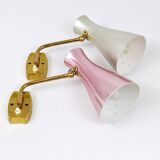 Pair of Articulated Conical Wall Lights in Stilnovo Style, Wall Lamps Italy, 1950s
