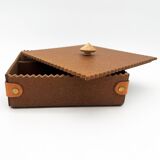 Leather and wood jewelry box - 1990's design