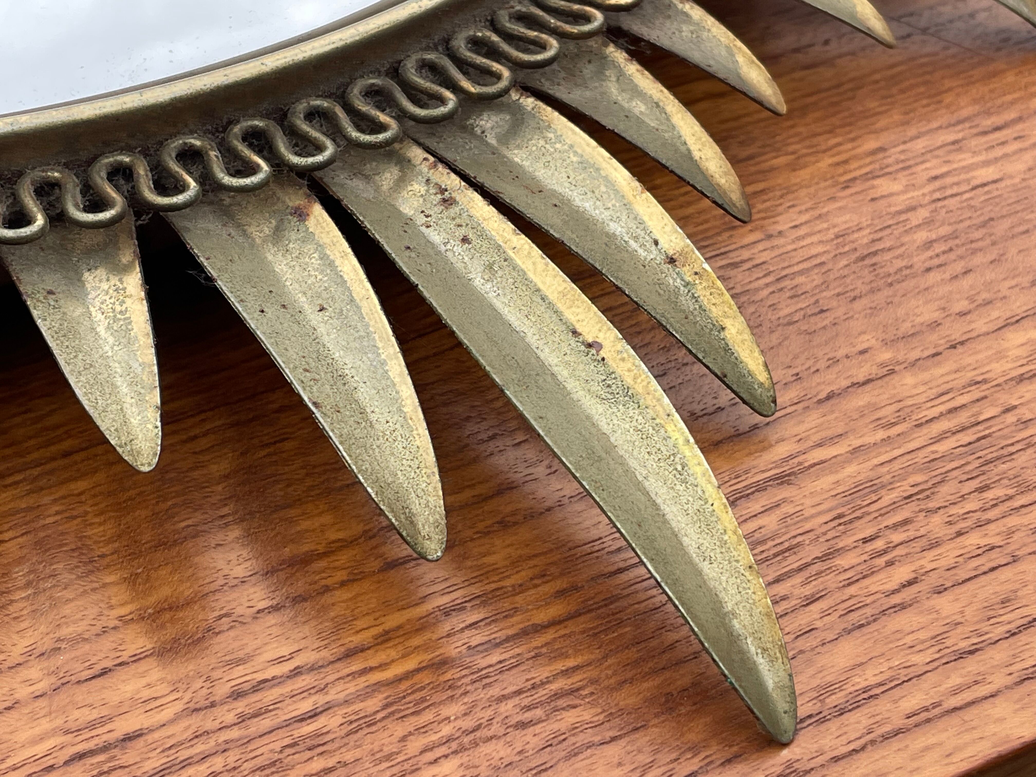 Vintage brass sunburst mirror 1960s