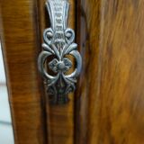 Art deco half moon cocktail bar cabinet in walnut