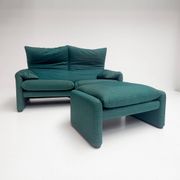 Maralunga sofa with footstool by Vico Magistretti for Cassina, 1970s