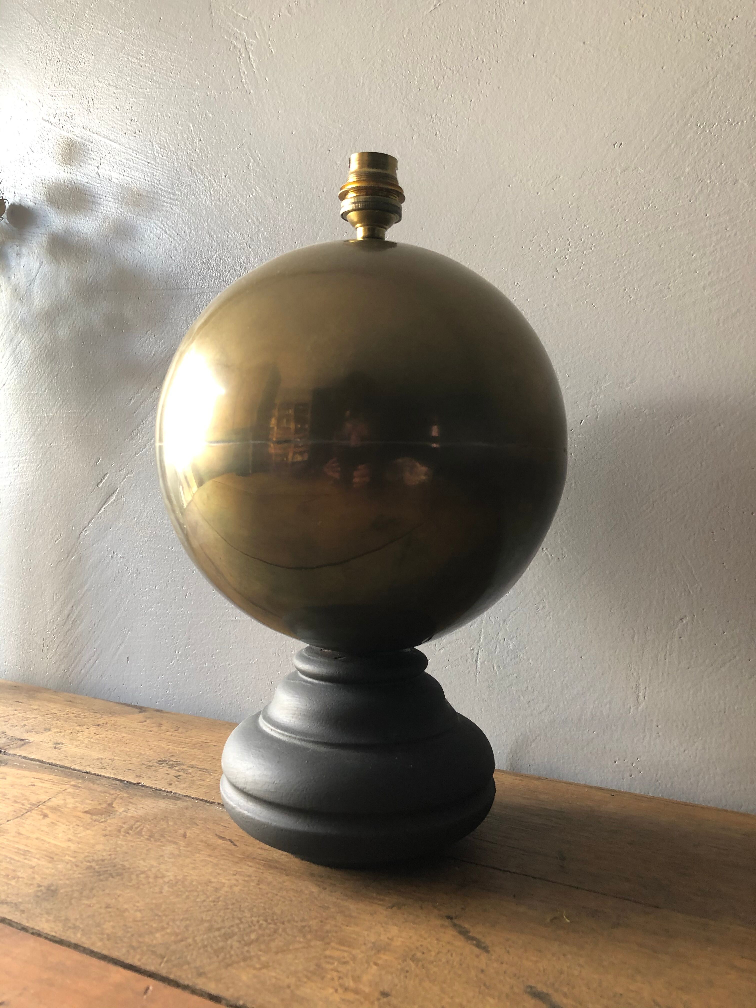 Brass and wood lamp foot