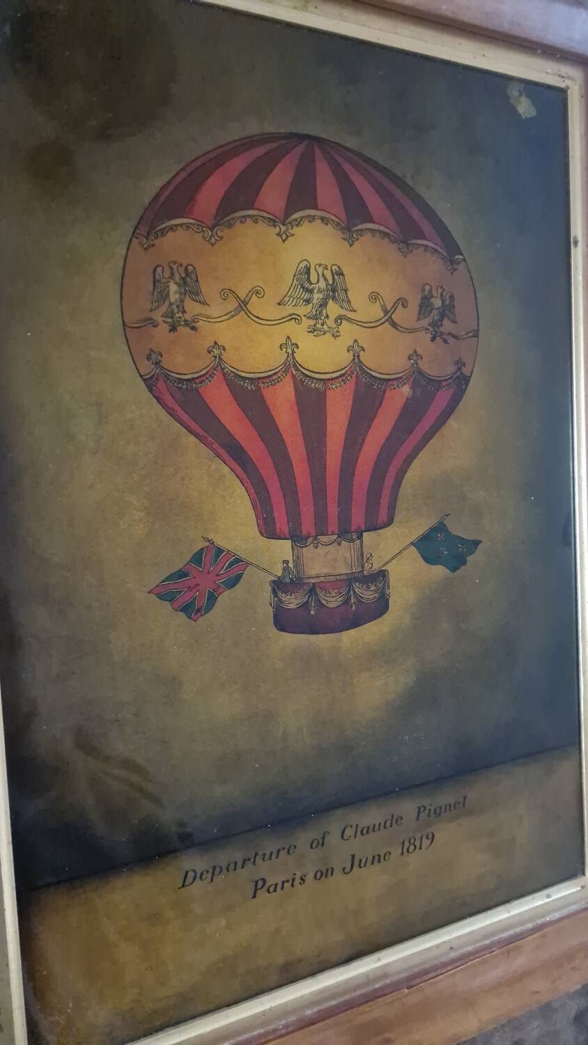 Lithographie "Ballon statique" Claude Pignet 1819
