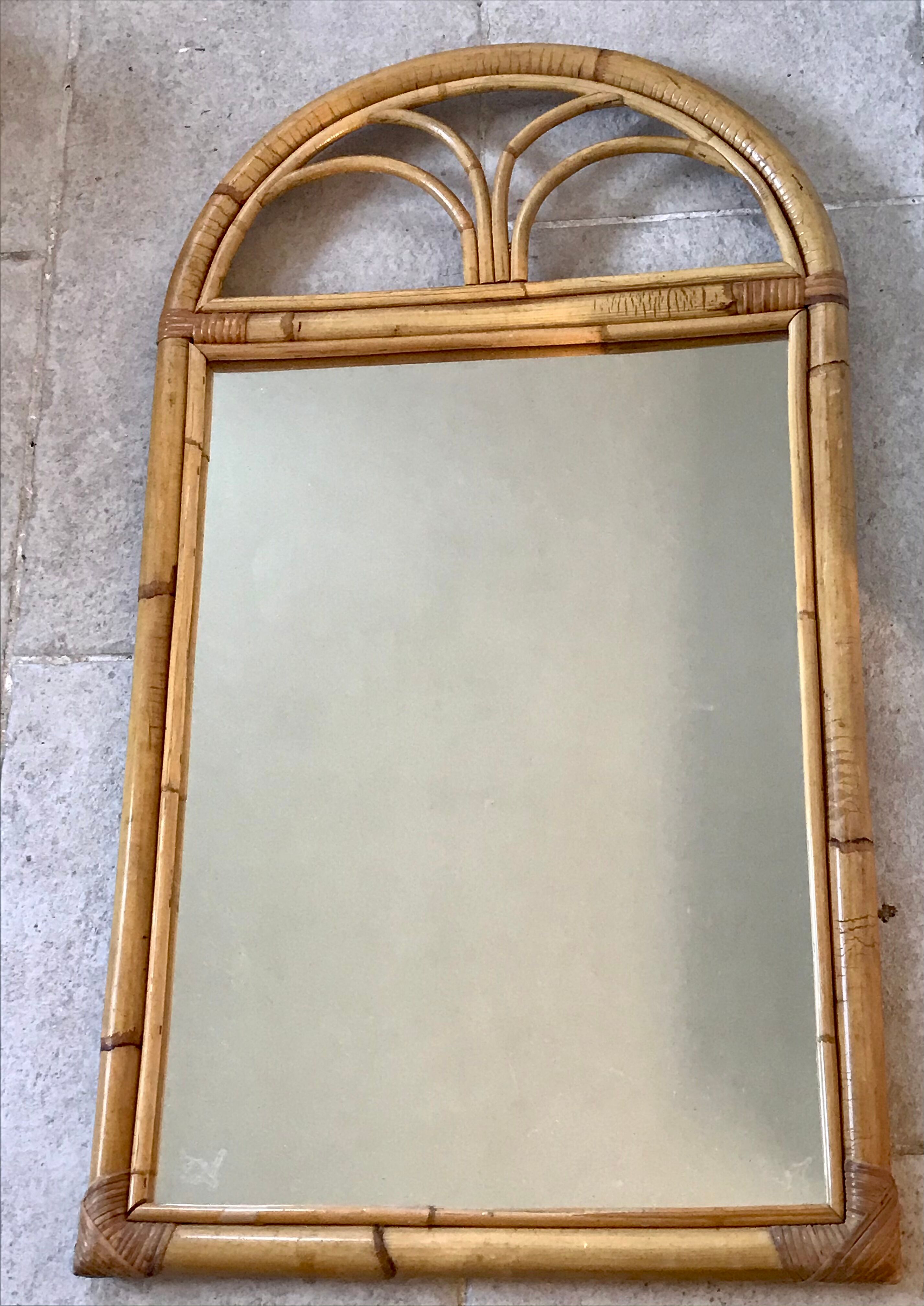 Vintage rattan mirror 82x45cm