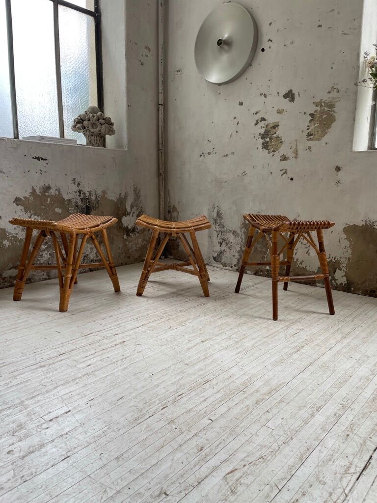 Set 3 rattan stools