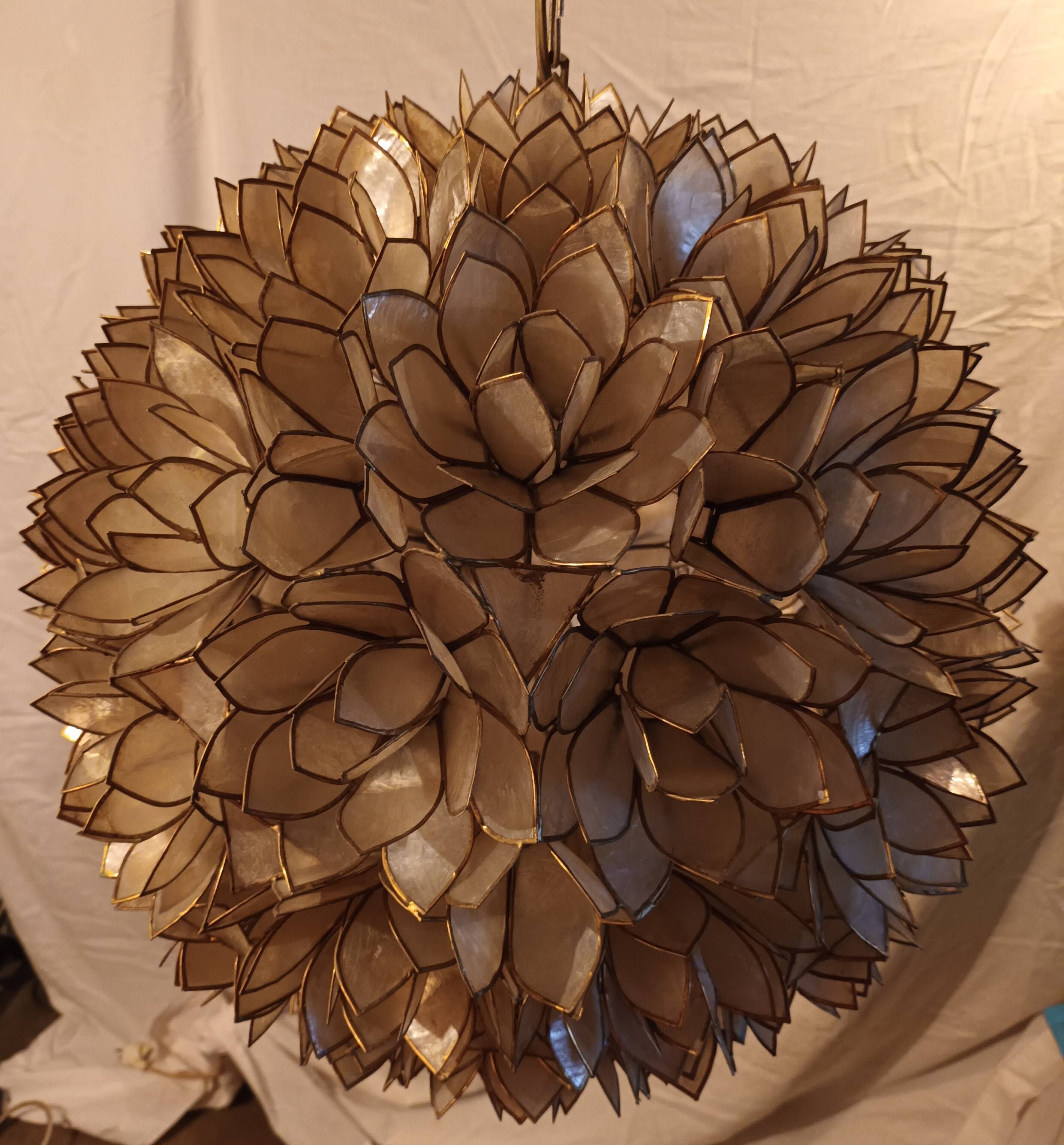 Capiz mother-of-pearl chandelier for Rausch, 1960s