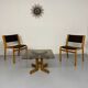 Vintage coffee table in wood and smoked glass, Scandinavian design, 70s
