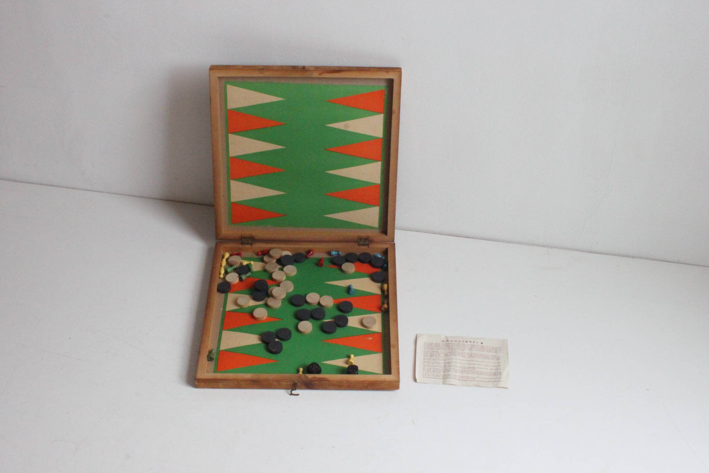 Vintage jeu de l'oie, backgammon and Ludo, 1930S.