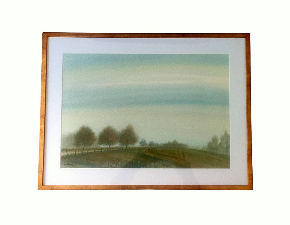 Tableau signé Richard LITZELMANN (1951-2020) – Aquarelle - Paysage champêtre
