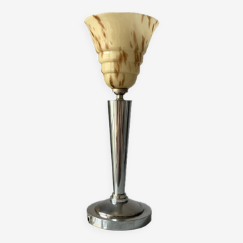 Silver bronze art deco table lamp