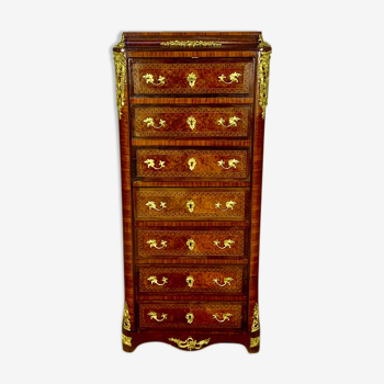 Secretary Napoleon in rosewood, violet wood and gilded bronzes.