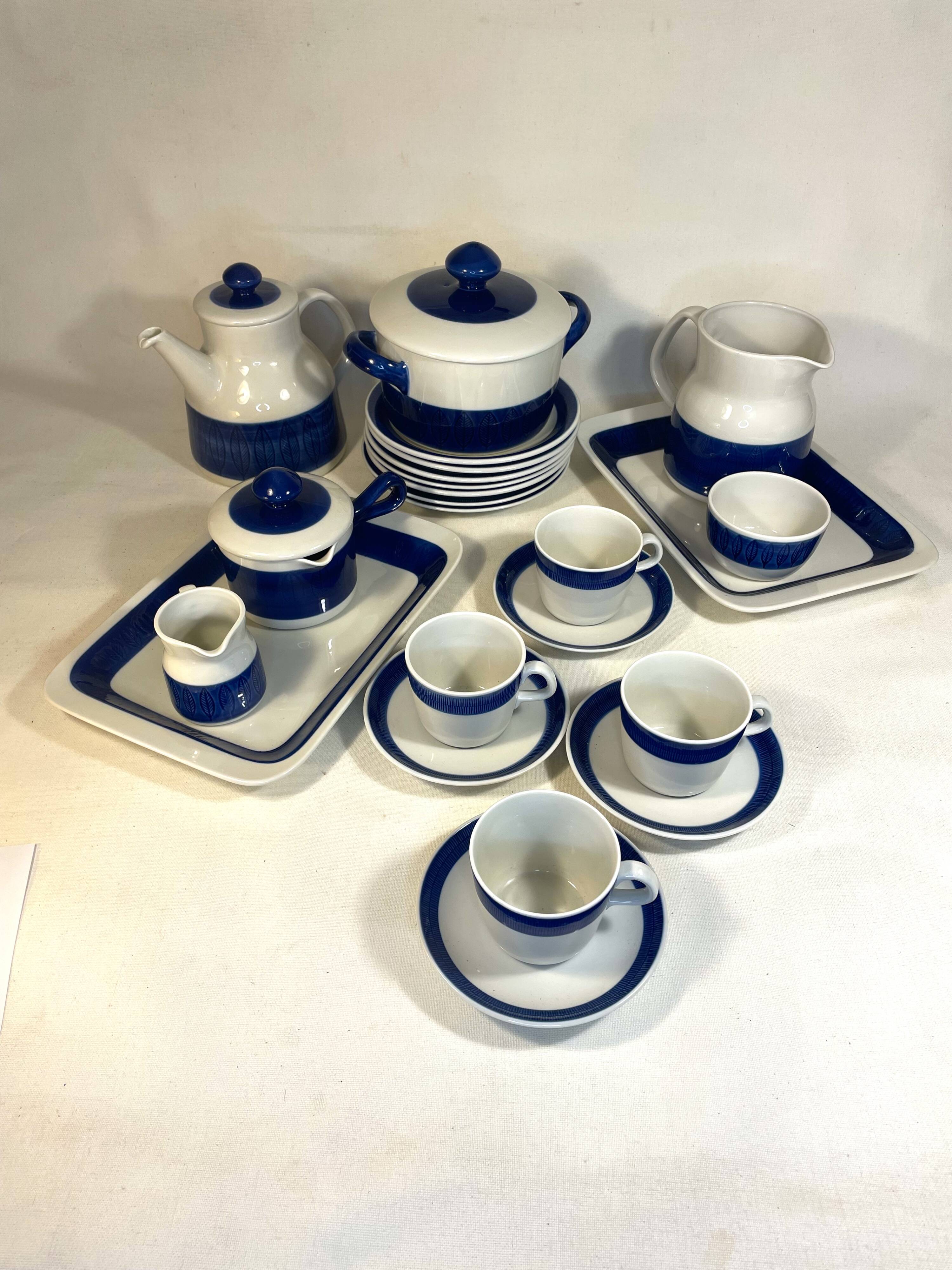 Design tableware service by Hertha Bengtson for Rörstrand, Sweden, in glazed stoneware.
