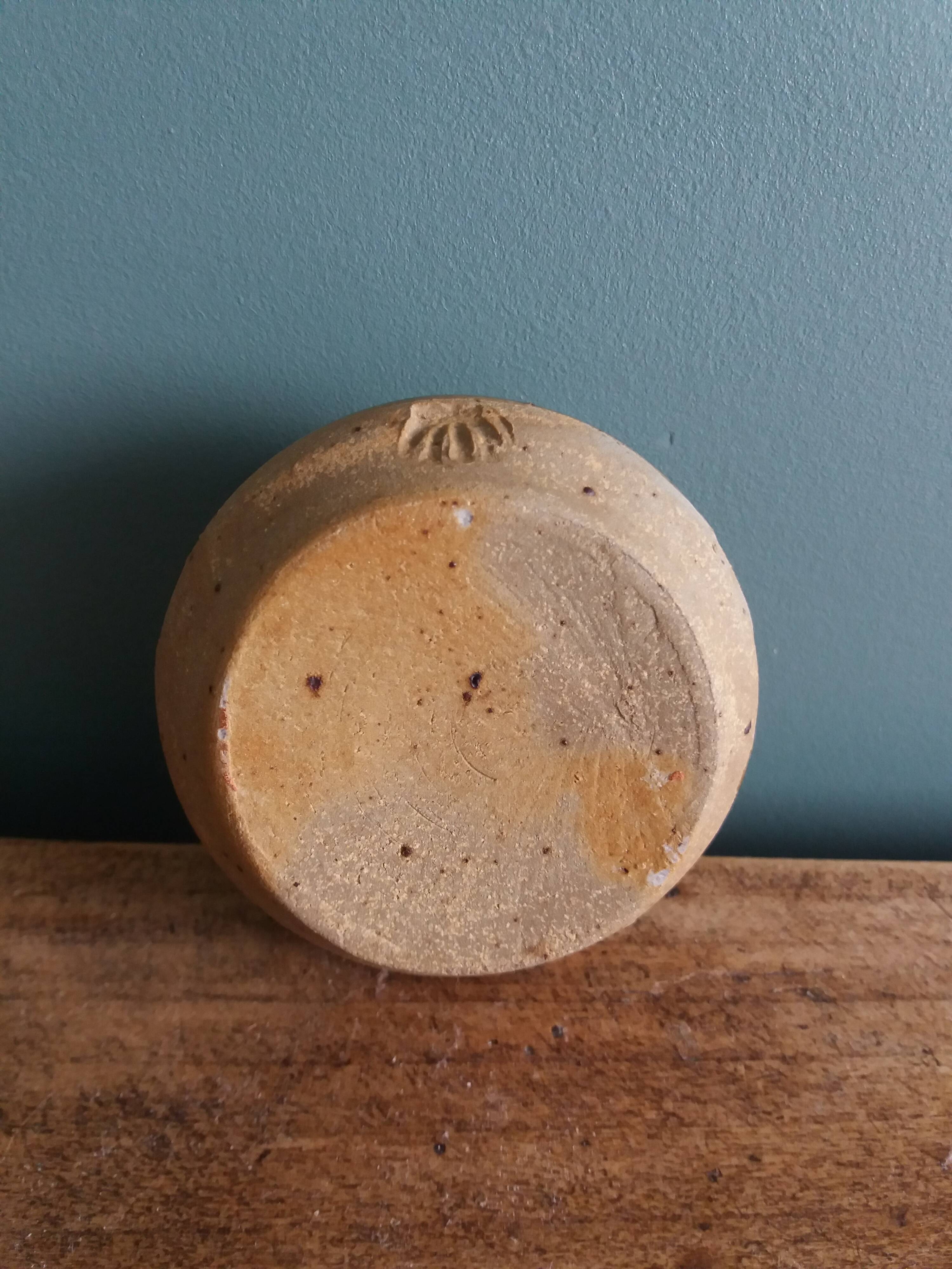 Signed stoneware mustard pot