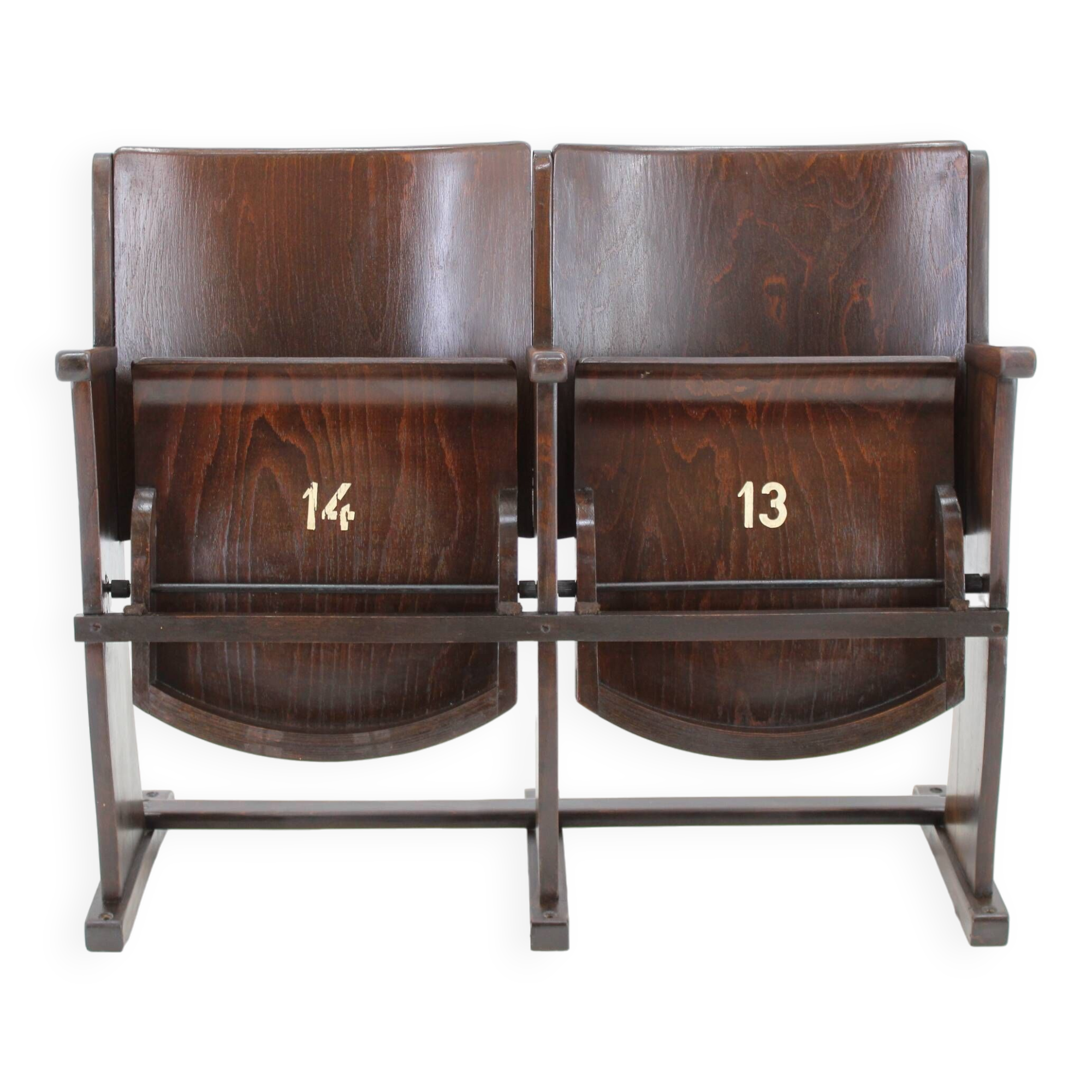 1970 two seater cinema bench by ton, czechoslovakia