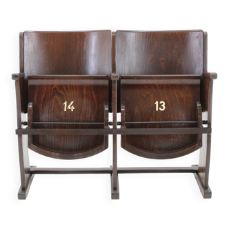 1970 two seater cinema bench by ton, czechoslovakia