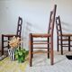 Lot de 3 chaises en bois et paille - look brutaliste