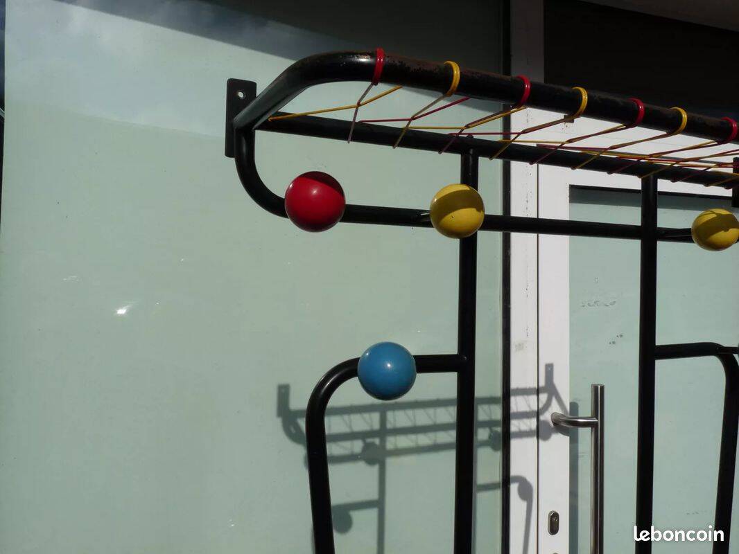 1960s wall-mounted coat rack with colored balls