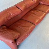 3-seater sofa Cassina Maralunga in red leather