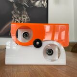 Vintage two-light wall lamp, ABS orange and white, France 1970