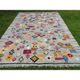 Multicoloured Handknotted 100% Wool Rug. Grey Geometric Carpet. Handwoven Tribal Kilim