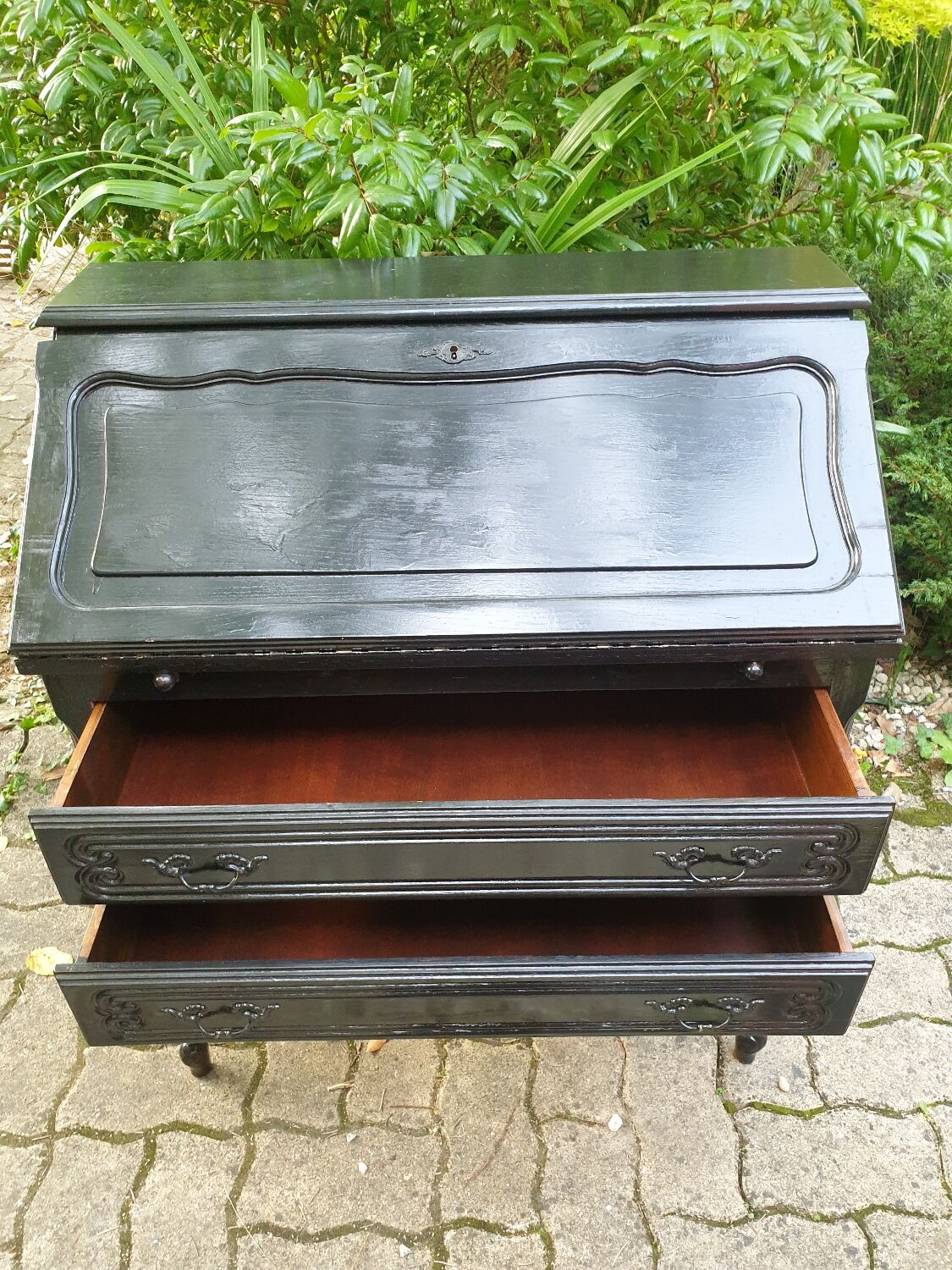 Bureau secrétaire Louis XV noir