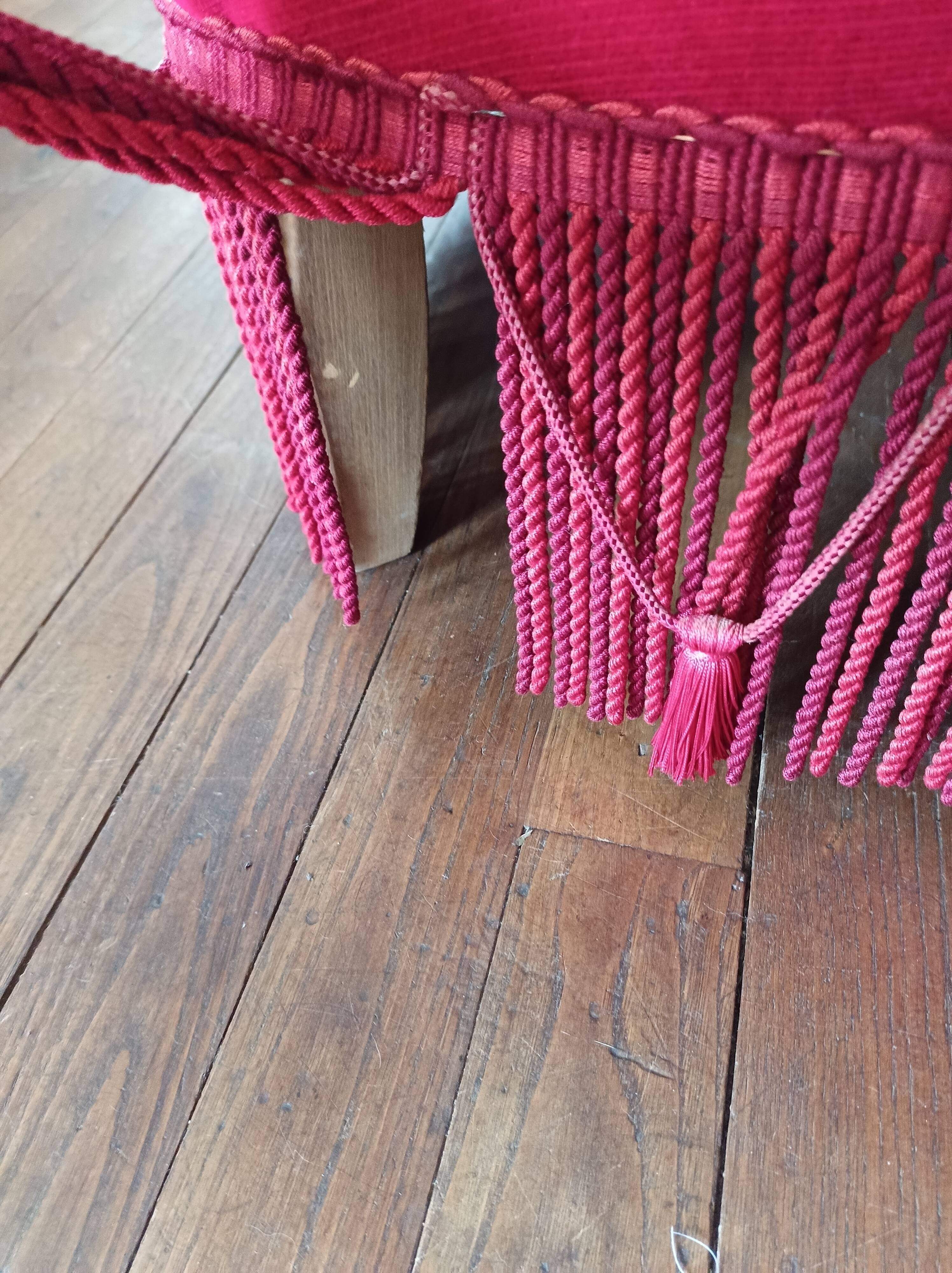 Lot de 2 fauteuils crapauds en velours rouge