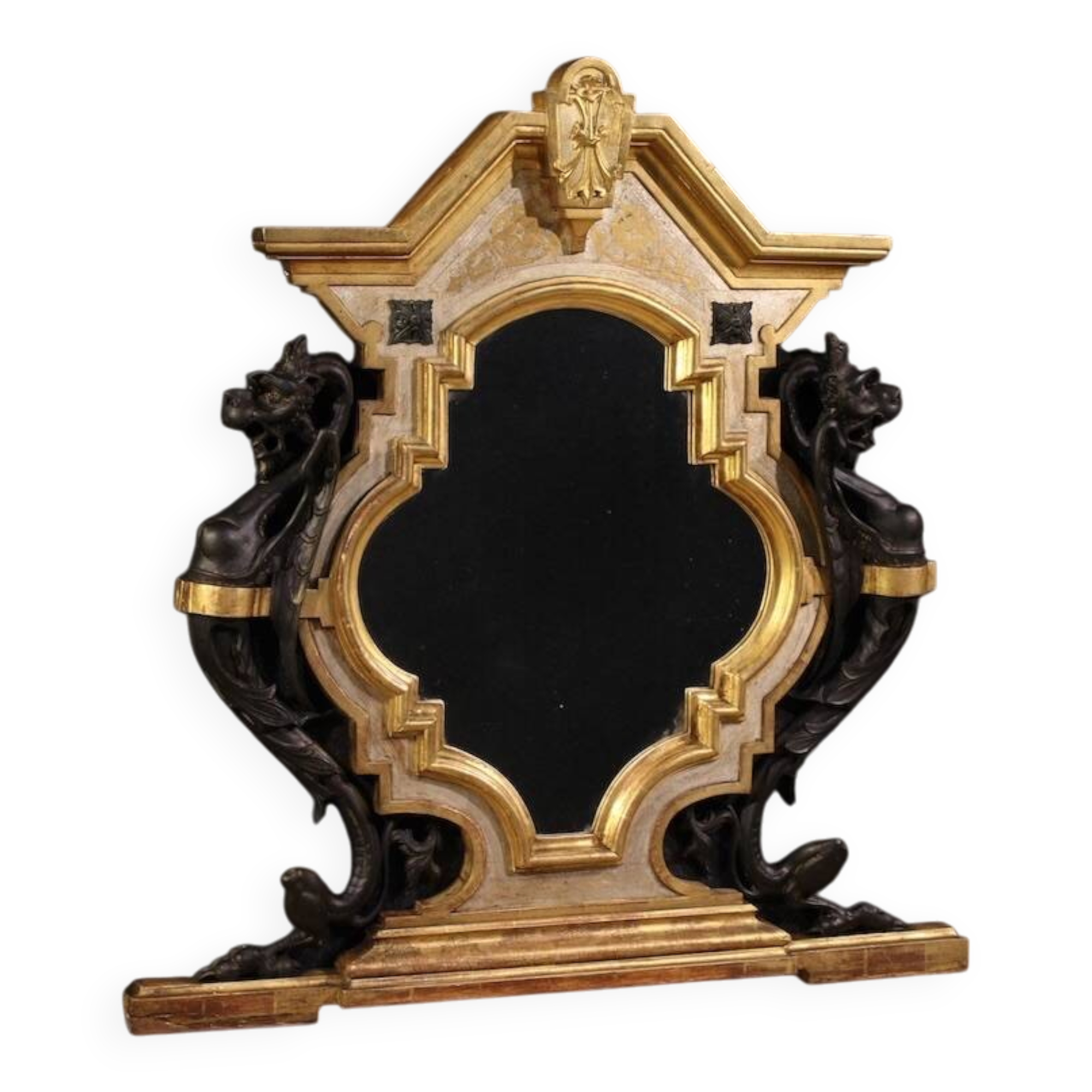 19th century lacquered and gilded Italian mirror