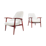 Pair of Mid Century Armchairs in White Boucle