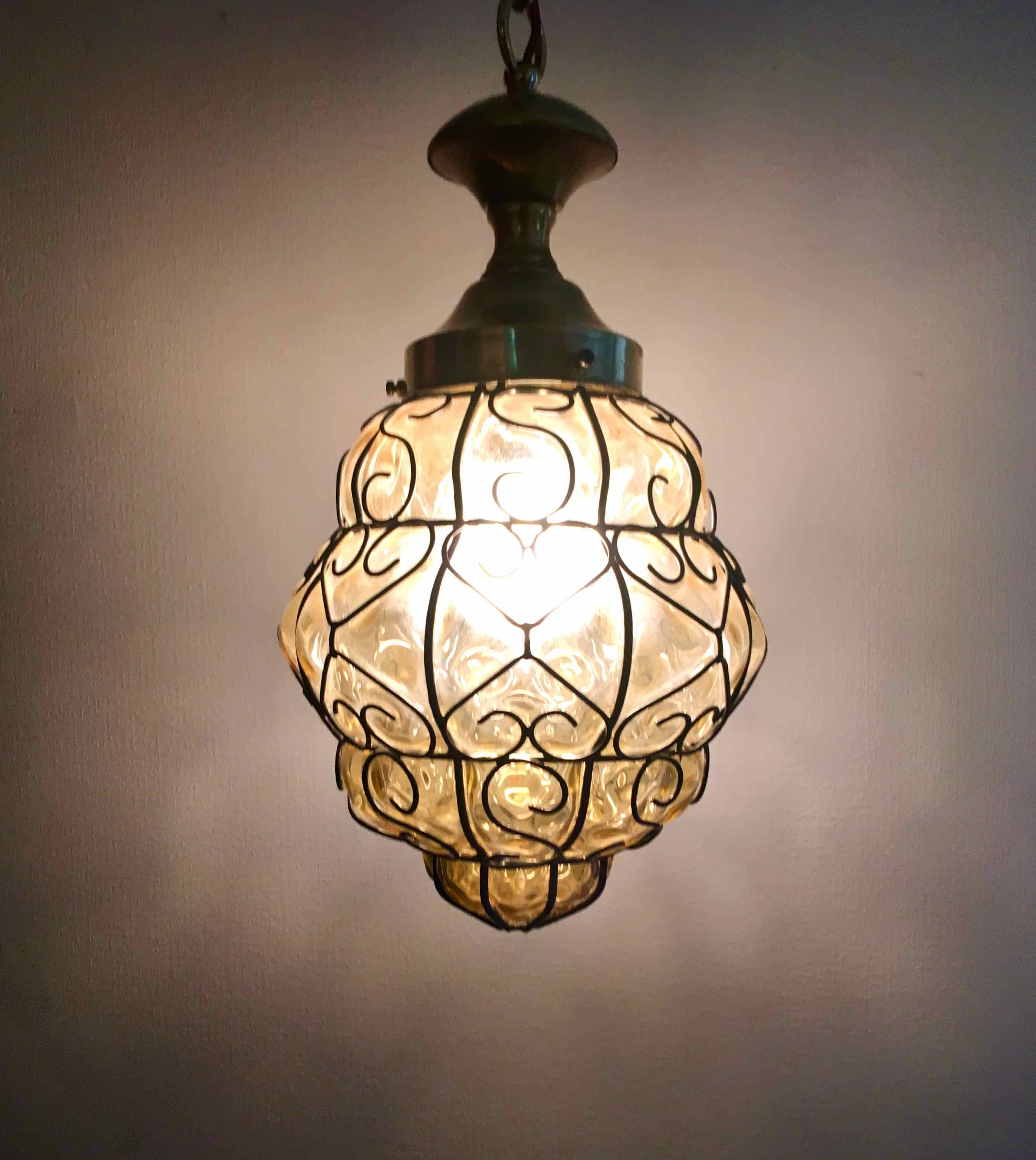 Amber Venetian lantern pendant light