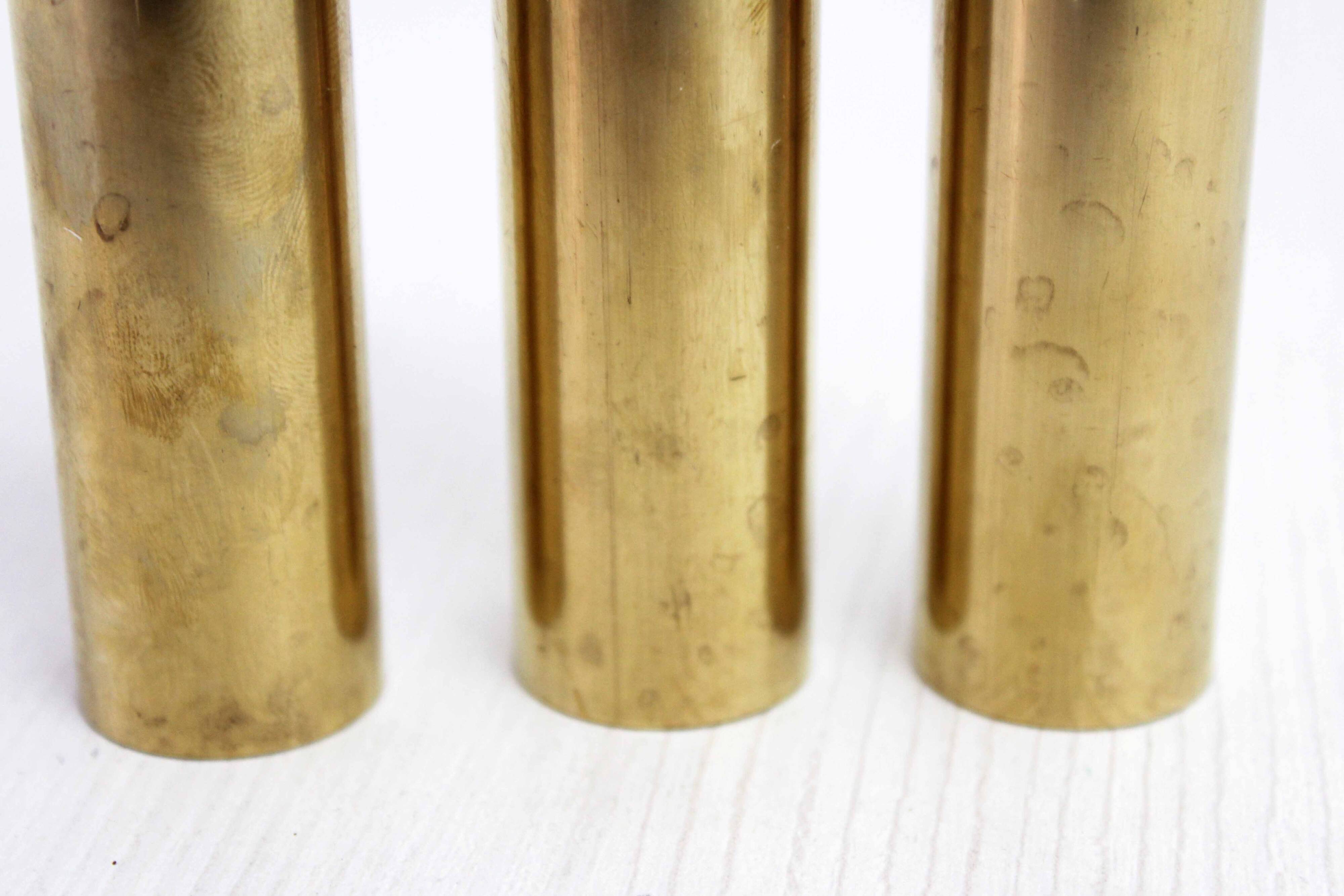 Set of 3 solid brass candle holders