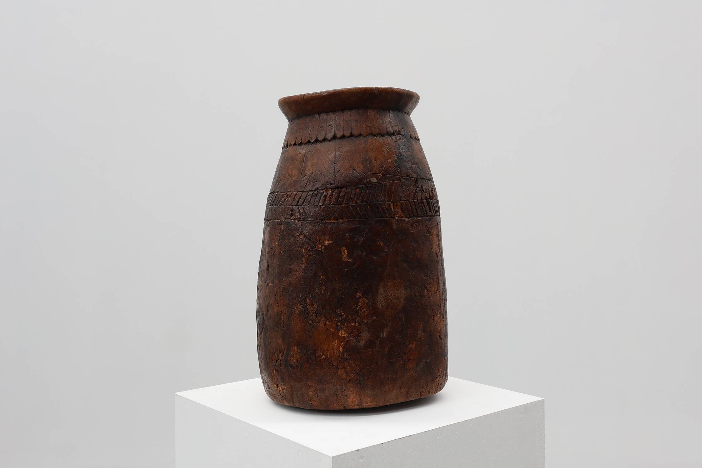 Rare Rustic wabi sabi style vase in solid wood, France 1800s