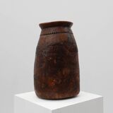 Rare Rustic wabi sabi style vase in solid wood, France 1800s