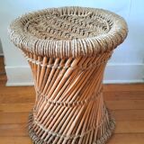 Vintage wicker and rope stool