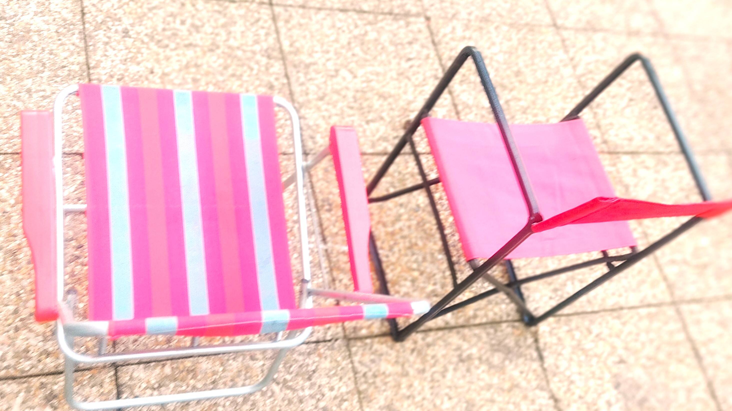 Pair of aluminum folding armchair and iron Director's armchair