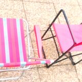 Paire de fauteuil pliant en aluminium et de fauteuil du Metteur-en-scène en fer