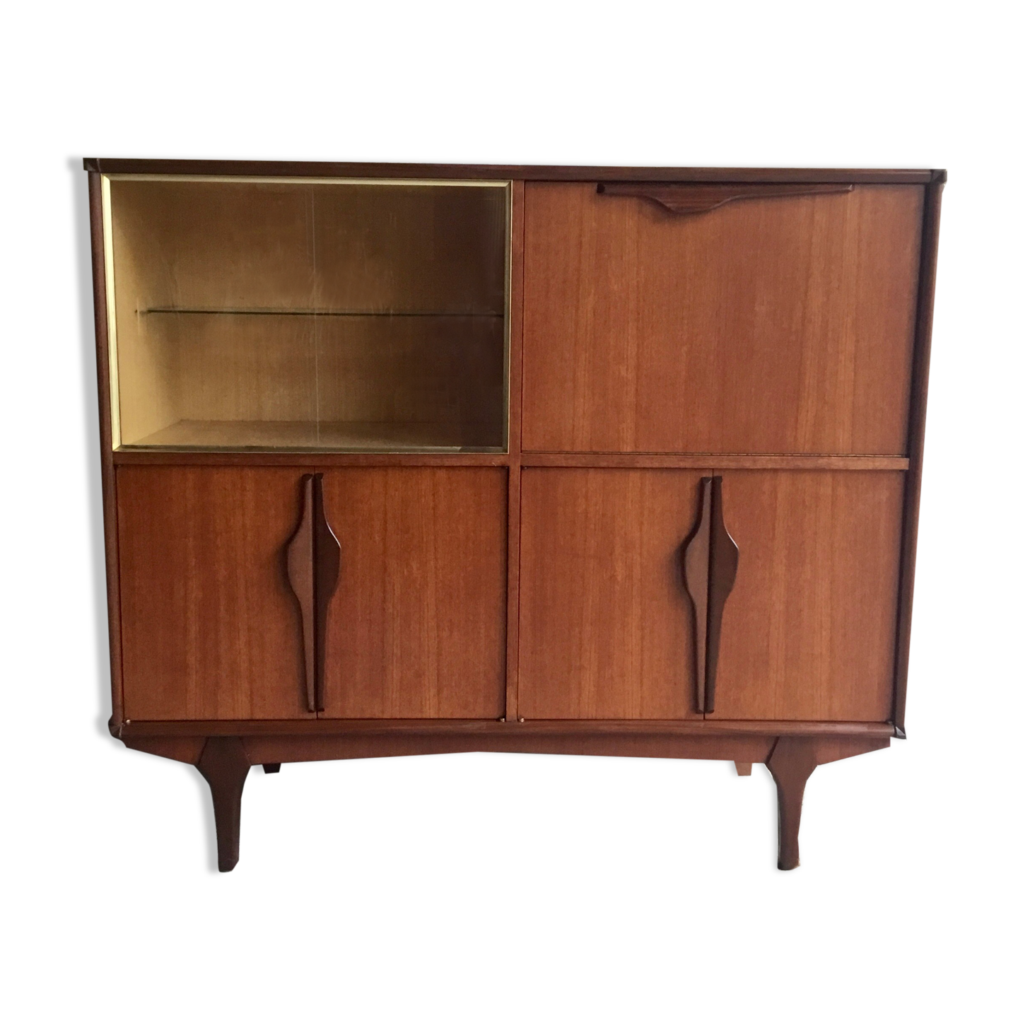 Scandinavian teak buffet with showcase and secretary - 1960