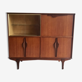 Scandinavian teak buffet with showcase and secretary - 1960