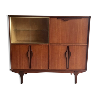 Scandinavian teak buffet with showcase and secretary - 1960