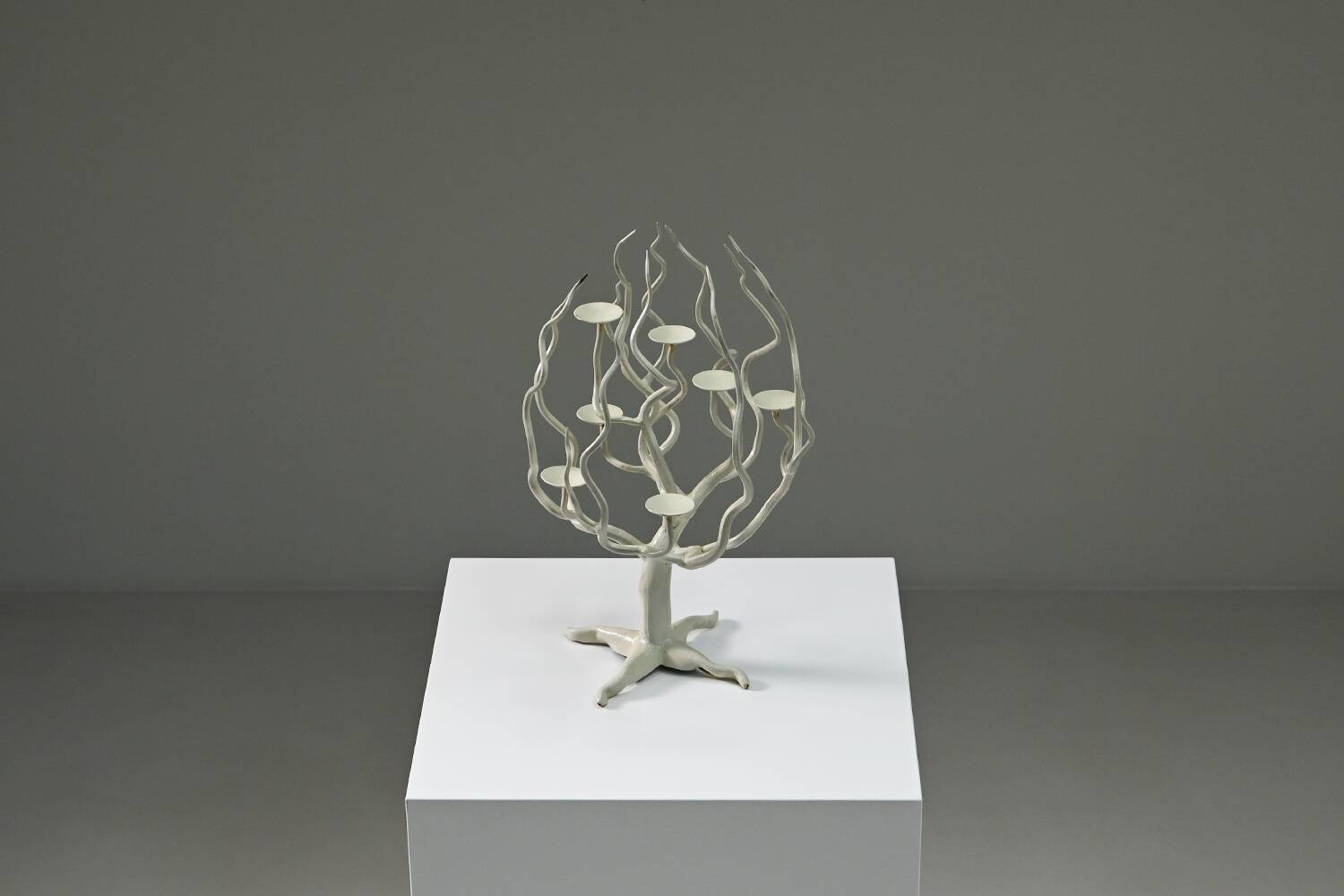 White brutalist tree candle holder “tree of life” 1970s.