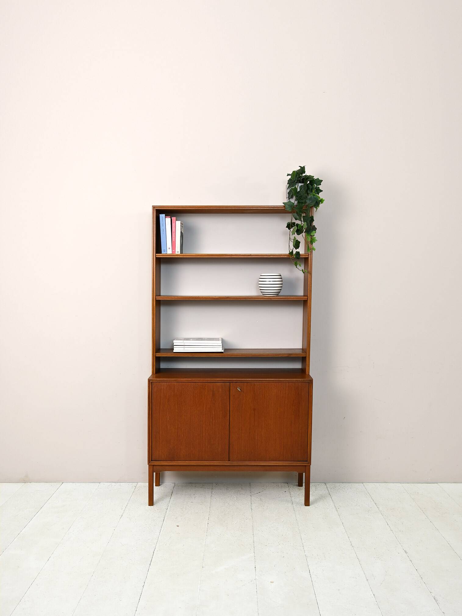 Vintage Swedish bookcase with storage compartment