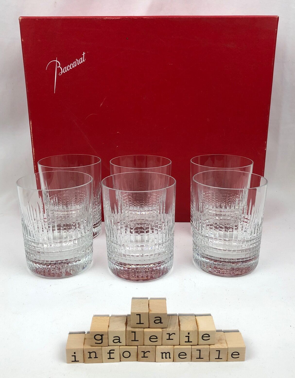 Six Baccarat whisky glasses, Nancy model, 1960