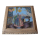 Old trifle music box Art Deco glass décor Carnival of Venice parrot