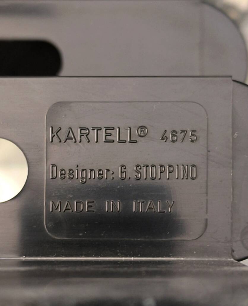 Large black magazine rack by Giotto Stoppino for Kartell, Italy 1970.