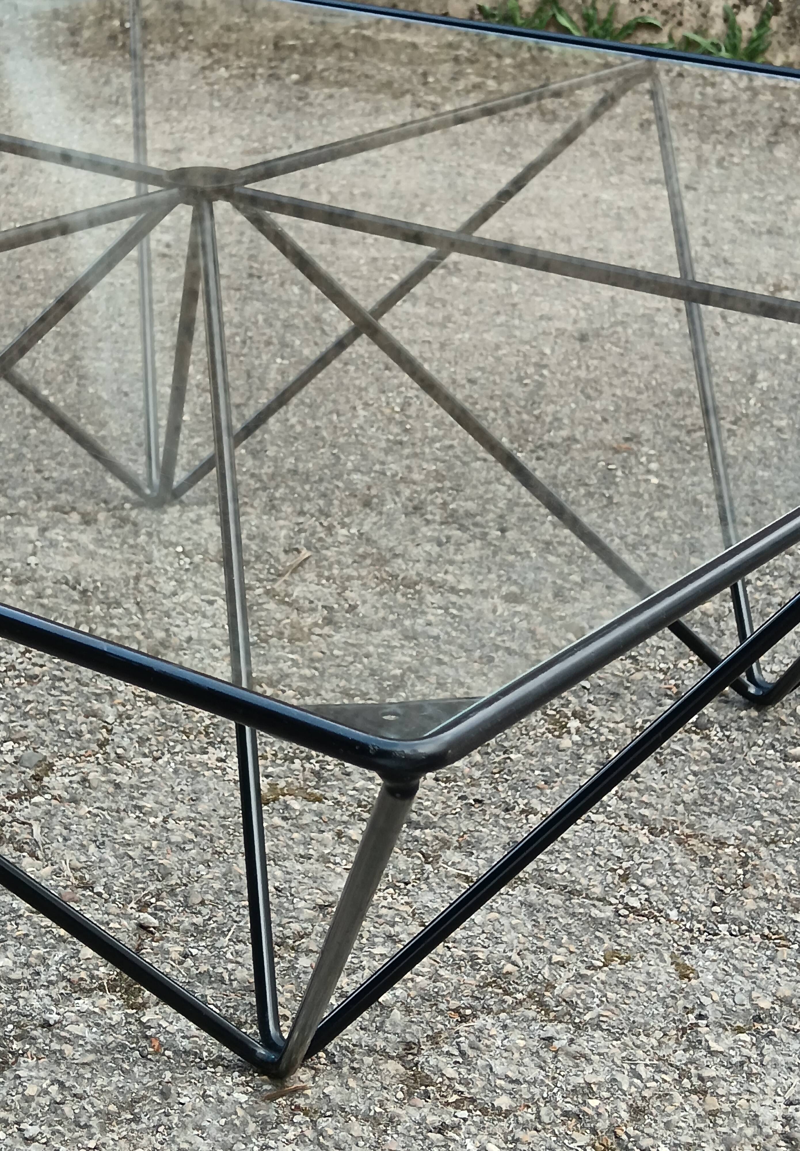 Metal and glass coffee table, 1980