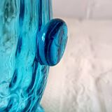 Ice bucket optical turquoise glass, vintage crystal