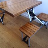 Folding wood picnic table