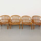 Set of 4 vintage rattan armchairs from the 60s